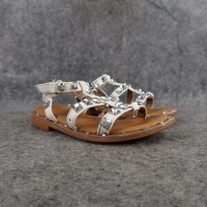 Tahari Shoes Toddler 8 Sandals Studded Gladiator Girls Baby Easy On Flat White
